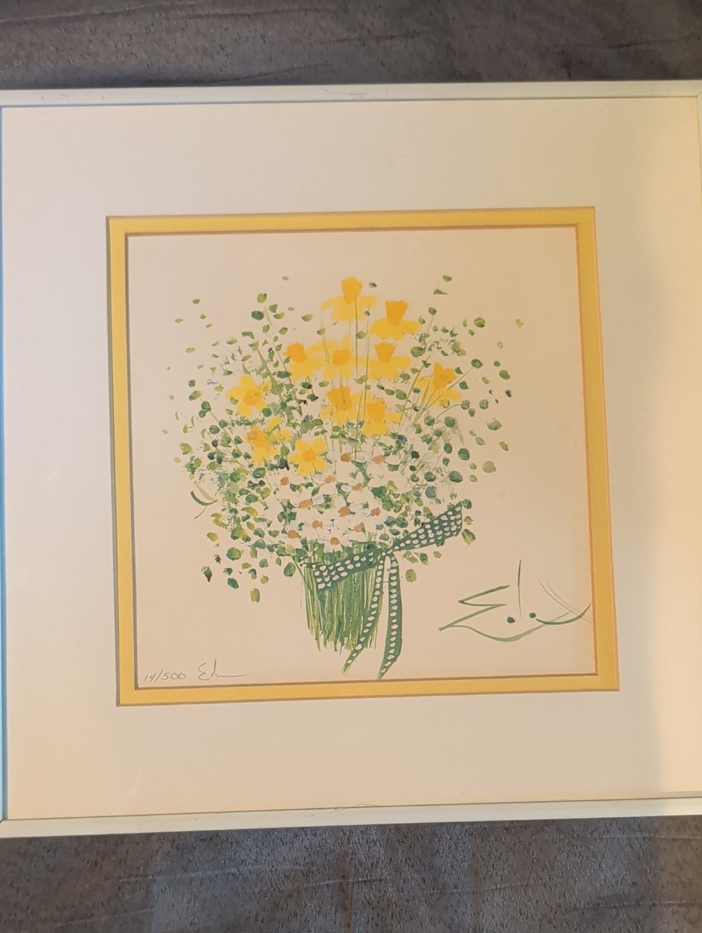 Gorgeous Vintage Limited Edition Floral Bouquet Lithograph Print Flowers Spring